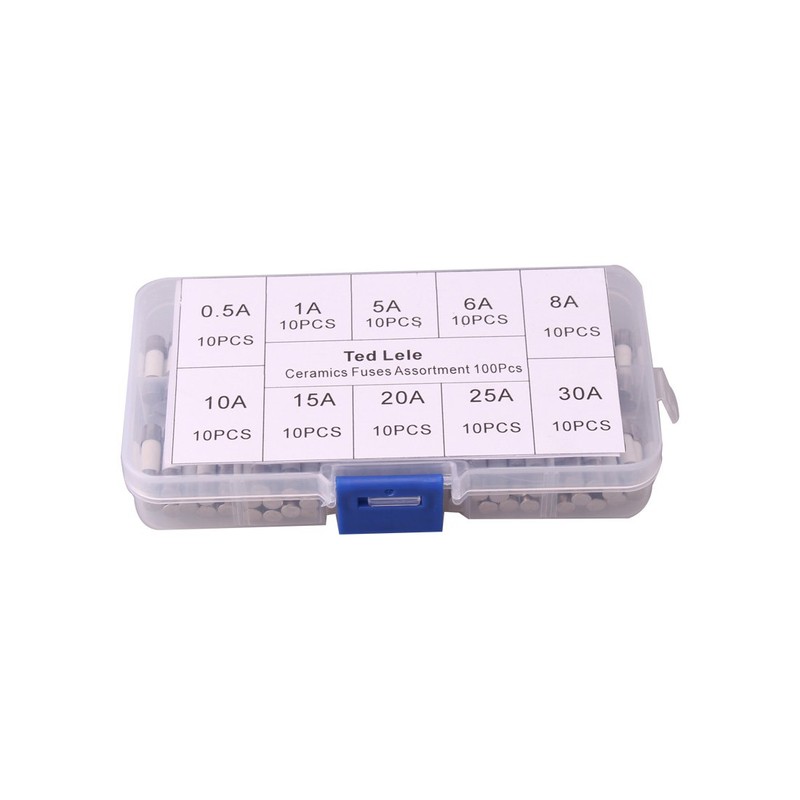 QBGTFAK 100pcs Quick Blow Ceramic Tube Fuse Assorted Kit Amp