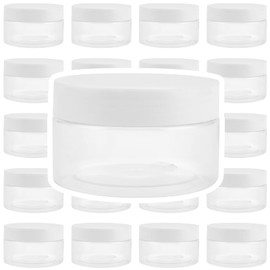 JOIKIT 24 Pack 100ml Clear Plastic Jars with Lids, Wide Mouth Plastic Storage Container Jars with White Lids for DIY Arts Crafts, Beads, Spices, Nuts
