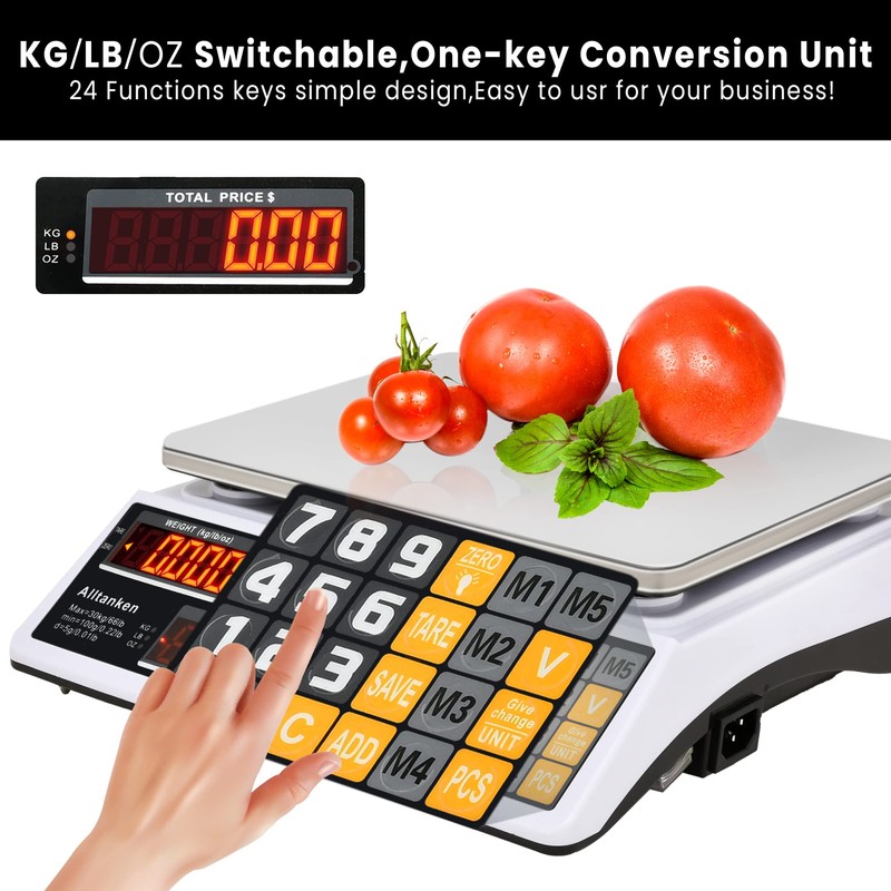 Price Computing Scale 66lb/30kg Commercial Food Scale, lb/kg/oz Conversion with