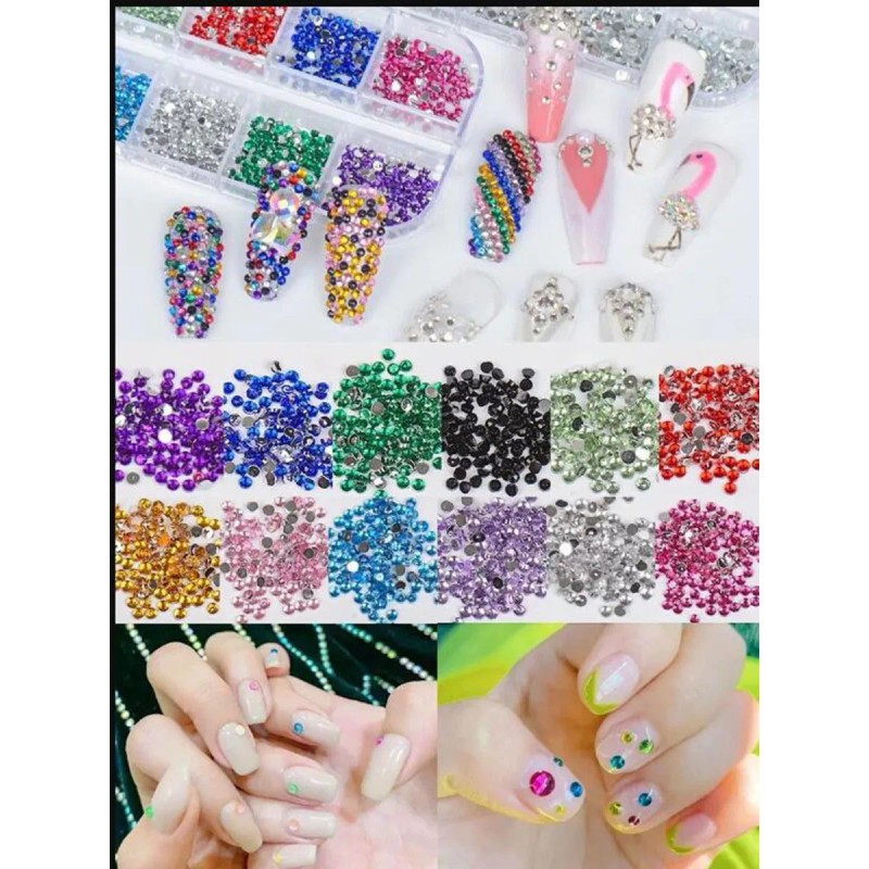 Decoración De Uñas Strass para uñas, 3 Cajas Strass 48