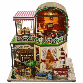 Flever DIY Miniature House Kit, Tiny Home Kit with LED Light, Mini House Build Craft Kits for Adults and Teens, Home Decor Creative Gift for Family/Friends (Raya's Time)