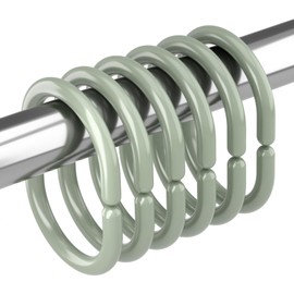 Amazer Shower Curtain Hooks Rings, 24 Pcs Shower Curtain Rings, Plastic Shower Curtain Hooks for Bathroom Shower Rod, Sage Green Shower Hooks for Shower Curtain