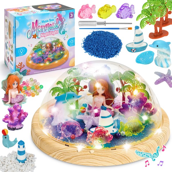 Gifts for 4 5 6 7 8 9 10 Year Olds Girls Kids, Mermaid Arts and Craft Kits Lighting Music Box for Kids Girls Presents for 8 9 10 11 12 Year Old Girls, Kid Girl Toys Age 5 6 7 8 9 Birthday Christmas