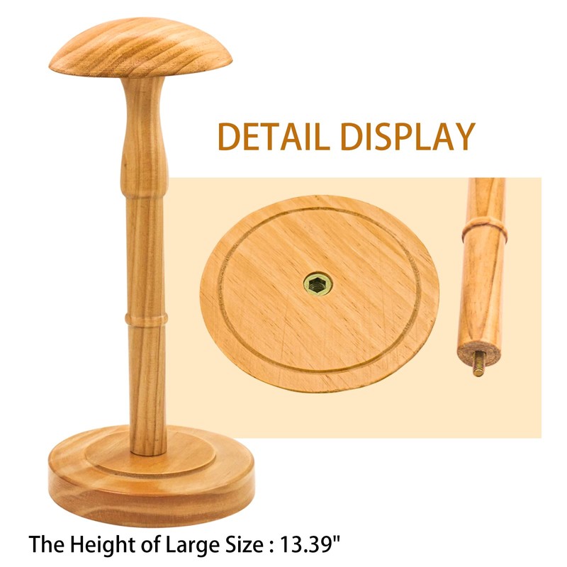 HAIBEIR Freestanding Hat Stand, Tabletop Hat Rack, Wood Display Stand