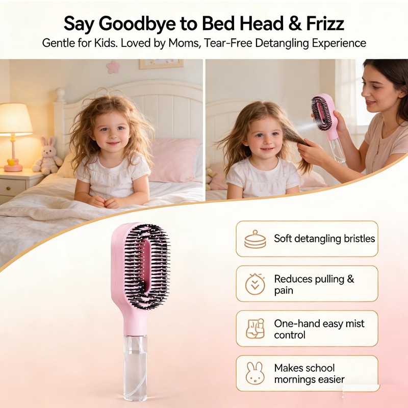 2-in-1 Detangler Brush, Hair Brush with Water Spray