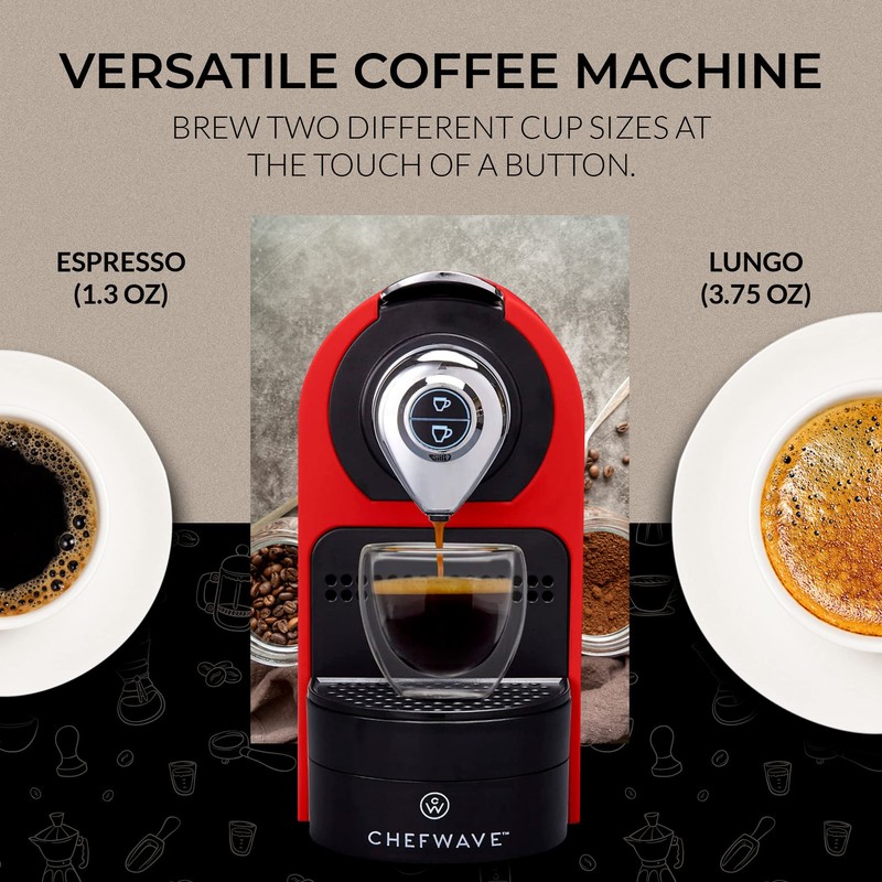 ChefWave Espresso Machine and Coffee Maker (Black) - Compatible with