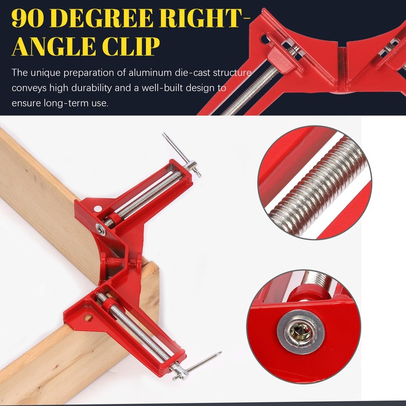 Mardatt 4Pcs 90 Degree Right Angle Clip, Picture Frame Corner