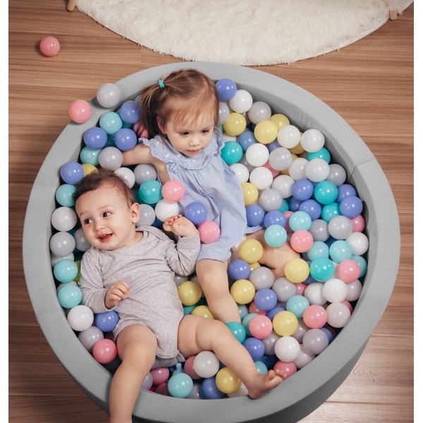 HOFISH Foam Ball Pit for Children Toddlers,Baby Playpen Pool Soft Round Designed Easy to Clean or Install,Ideal Gift Babies Infants Indoor and Outdoor Game- (Balls NOT Included) Light Grey