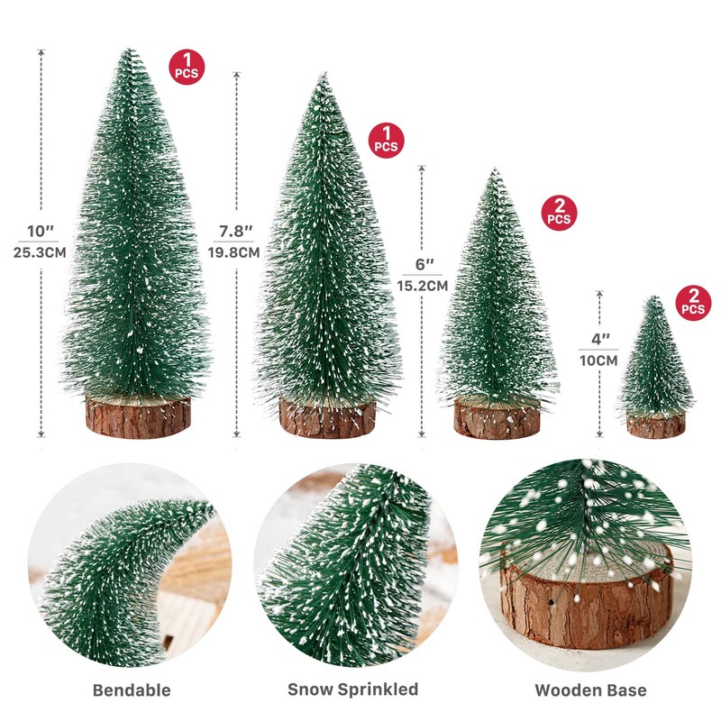 Mini Christmas Trees Christmas Decor Artificial Christmas Decorations with 4