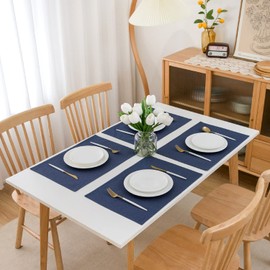 AOKSUNOVA Placemats Fabric Dark Blue Set of 4 Place Mats 48 x 33 cm Blue