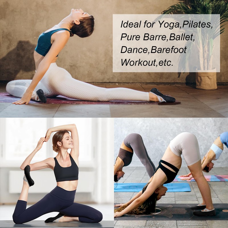 RainFlowwer Women's Yoga Socks, Pilates Socks Non-slip Breathable Elastic Dance