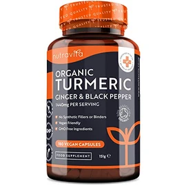 Nutravita Bio-Kurkuma-Curcumin 1440 mg mit schwarzem Pfeffer und Ingwer - 180 vegane Kurkuma-Kapseln mit hoher Festigkeit (3-Monats-Lieferung) - Bio-Bio von Soil Association