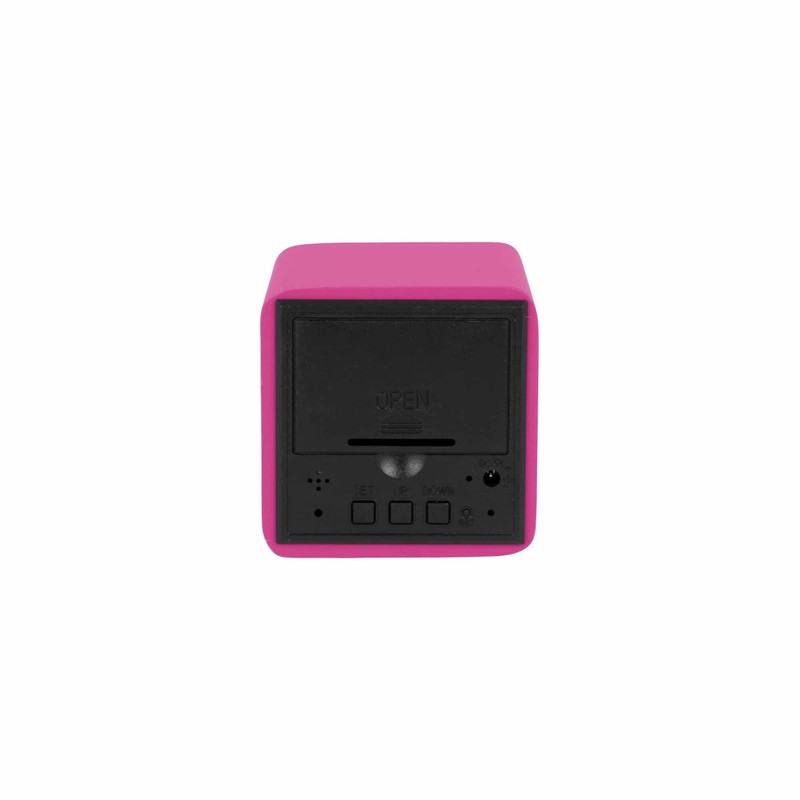 Karlsson Spry Square Alarm Clock, Pink, 6.6 x 6.8 x