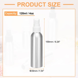 HARFINGTON Aluminum Fine Mist Spray Bottles 120ml/4oz Metal Small Liquid Alcohol Refillable Travel Container with White Plastic Nozzle Cap for Perfume Skincare Cosmetic Storage Bottle
