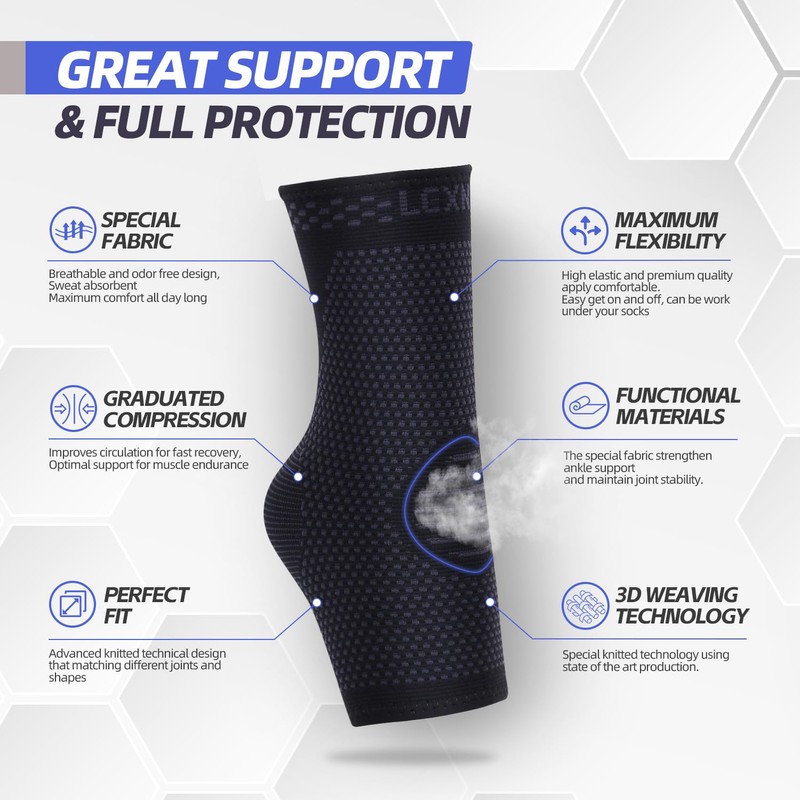 2 Pack Ankle Support for Sprained Ankle, Plantar Fasciitis Relief