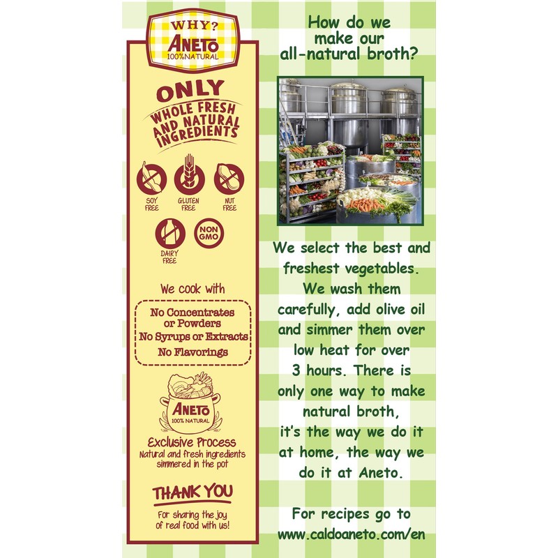 Aneto 100% Natural Vegetable Broth 34 fluid ounce | Made