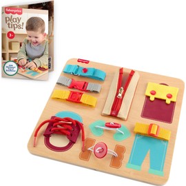 Fisher-Price Wood Montessori Toy Dressing Board, Early Life Skills Learning Busy Activity for Preschool Kids Ages 3+ Years