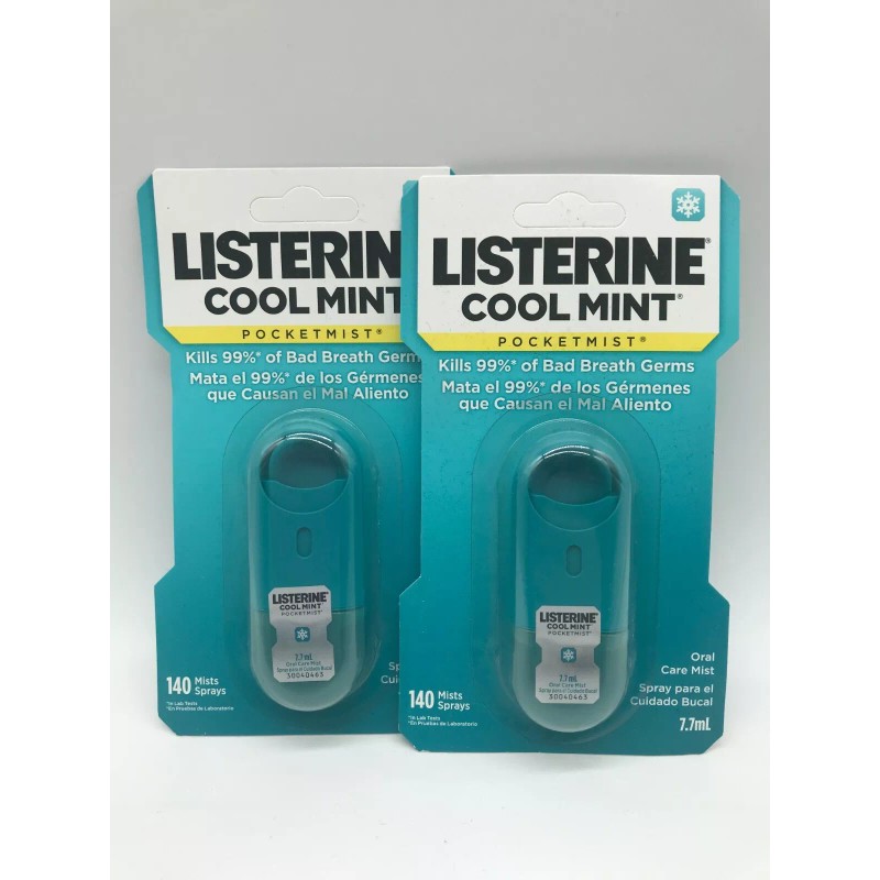 Listerine Cool Mint Pocketmist. Kills 99% Of Bad Breath Germs.