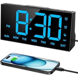 GOLOZA Digital Alarm Clocks for Bedrooms, Digital Clock with 4 Level Brightness +Off, Dual Customizable Alarms, USB Port, Power-Off Memory, Snooze, DST, 12/24H, Desk Clock for Kids Adults Elderly