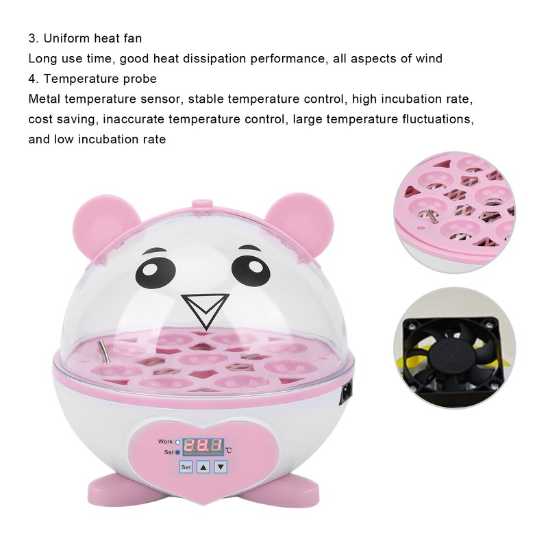 SemiAutomatic Incubator Household Small 9 Eggs Incubator for Chicken Duck