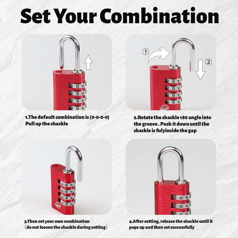 SISAV Combination Lock,4 Digit Gym Combination Padlock for School Lockers,Toolbox,Fence