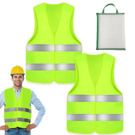 UVVRUR High Visibility Vests Car Safety Vest 2 Pieces Breakdown Vest Safety Vest Neon Yellow Car Breakdown Aid Reflective Safety Vests (Pack of 2)