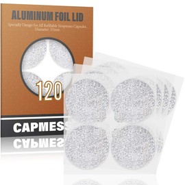 CAPMESSO Coffee Capsules Foil Seals -Aluminum Lids Foil Stickers to Reuse Nespresso Original Capsules Refillable Pods Compatible with Nespresso Original Line Machines (120 Lids(37mm))