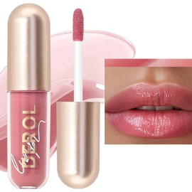 HIVETZ Plumping Lip Gloss,Tinted Lip Balm,Lip Stain Tint,Waterproof Long Lasting Lipstick,lip gloss,Ginger Lip Plumper for Women Nourishing Soft and Full Lips, Clear Lip Gloss Liquid Blush(#02)