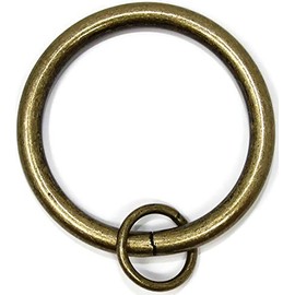 Urbanest Solid Metal Window Drapery Curtain Panel Ring with Eyelet, 1.5" Inner Diameter, Fits Up to 1.25" Rod, Set of 7 - Antique Brass