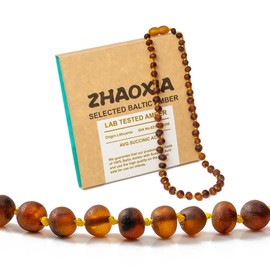 Baltic Amber Necklace Sizes 33cm - Cognac - Raw not Polished - Lab Tested