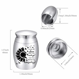 CREATCABIN Sunflower Ashes Urn Keepsake Butterflies Cremation Urn Mini Urns Stainless Steel Memorial Ashes Holder Container Jar for Human Ashes Dad Remains 1.18x1.57 Inch-Those We Love Don't Go Away