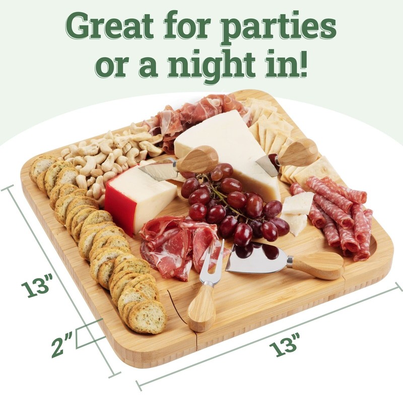 Dynamic Gear Charcuterie Board Gift Set, Bamboo Cheese Board With