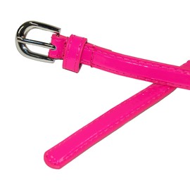 CTM® Women's Skinny Dress Belt (Pack of 2 Colors), Large, Black and Dark Pink