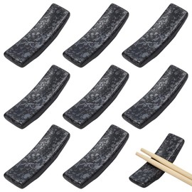 WEBEEDY Set of 8 Black Ceramic Chopstick Holder Set Storage Chopstick Holder for Table Chopstick Rest Spoon Fork Stand for Restaurant Tableware Kitchen 6.9 x 2.1 cm