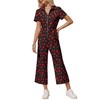 Zwurew Valentine's Day Women's Short Sleeve Jumpsuits Love Heart Graphic