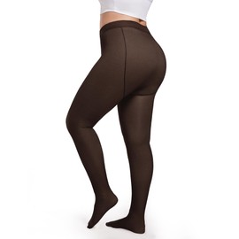 COOTRY Fleece Lined Tights for Women Plus Size Thick Thermal Pantyhose Leggings Warm Winter Sheer Tights Black 2XL-3XL