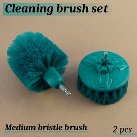 AERZETIX - C77144 - Set of 2 Rotating Cleaning Brushes with Medium Bristles Diameter 88mm 3.5" for Power or Cordless Screwdriver - Hexagonal Shank 1/4" - Plastic