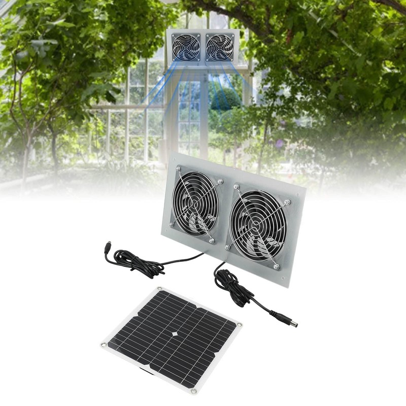 Topyond 15W Solar Panel Fan, Waterproof, Efficient Dual Fan Kit