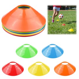 Miayical 15 Piece Football Cones Set - Round Marker Cones in 5 Colours for Football Training, Slalom & Coordination | Pylons & Training Accessories for Children, School & Club