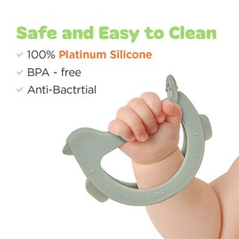 MOYUUM Swing Bird Teether (Green) | 100% Platinum Silicone | Baby Teether for babies 3-6 Months, 6-12 Months | Easy to Hold | Infant Teething Toys for Relief, Bracelet Type, Pack of 1