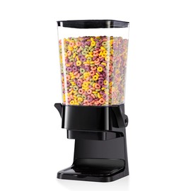Cereal Dispenser Countertop with lids, 5L Organization and Storage Containers for Kitchen and pantry, Rice Dispenser for food, Cereal, Beans, Nuts, Snack,Oatmeal, Dog Food, Bird Seed, Black, 1Pc