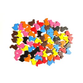 Generisch Rabbit Toy Figures, 70 Pieces & 7 Colours, Board Game Figures, Wooden Board Game Figures, Wooden Board Game Set, Game Figures Set