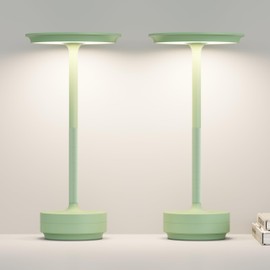 ZTFLOS Cordless Rechargeable Table Lamps,Portable 5000mAh Battery Desk Lamp IP54 Waterproof 3 Color Stepless Dimming LED Table Light,Patio,Restaurant, Cafe, Dining Table Decor(2P Apple Green)