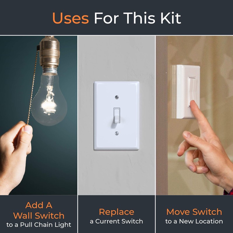 RunLessWire Simple Wireless Switch Kit, Self-Powered Rocker Switch, No Wire