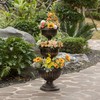 Gardenised Outdoor Garden Triple Stacked Flower Bowl Urn Tier Planter