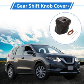 VekAuto 1 Set Gear Shift Knob Cover for Nissan Rogue 2021-2024 Anti-Slip Faux Leather Black Brown Stick Shifting Handle Protector