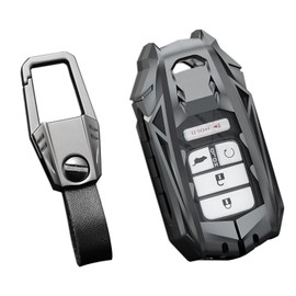 Ocezbiis For Honda Key Fob Cover,Keychain,Zinc Alloy Protection Car Key Case For Accord Odyssey CR-V Civic Crosstour Pilot Ridgeline CR-Z HR-V Smart Remote Keyshell Accessories(For Honda Style A Grey)