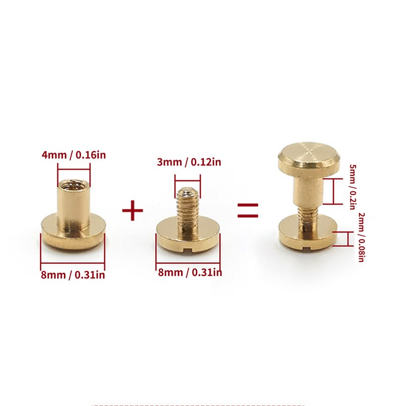 50Pcs Decorative Rivets 50Pcs Slot Flat Head Screws Brass Screw