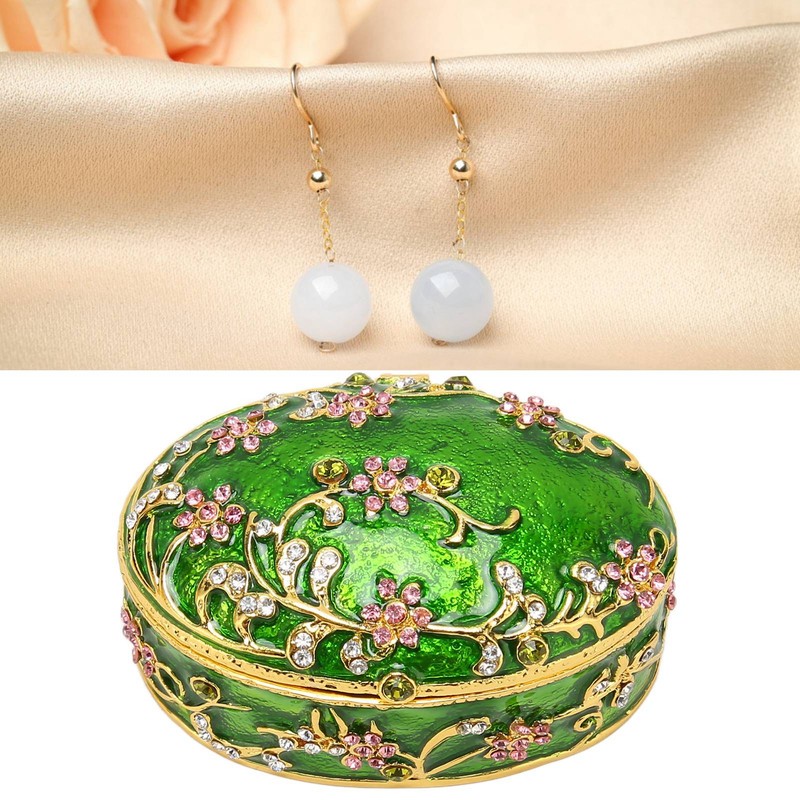Hand Painted Flower Trinket Box Classic Realistic Detail Hinged Jewelry