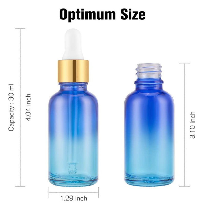 PrettyCare Glass Eye Dropper Bottles 24 Pack, 1oz (30ml) Rainbow